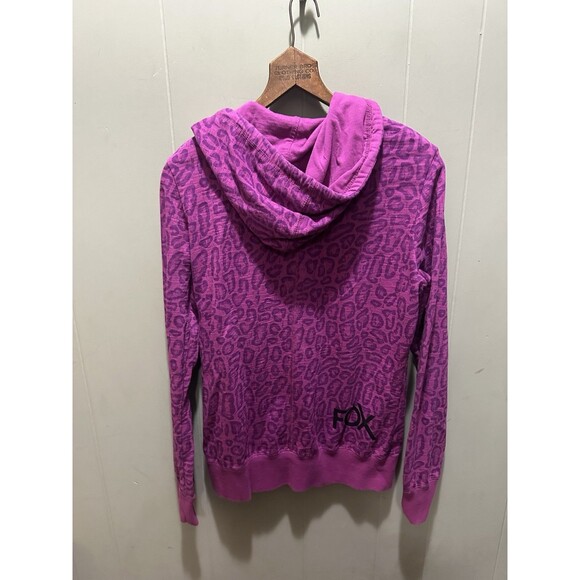Fox Motor Sports Pink Cheetah Print Women’s Full Zip Sweater Size Medium HTF - Picture 5 of 7
